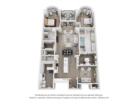 Floor plan for 2 beds, 2.5 baths, 2348 sqft